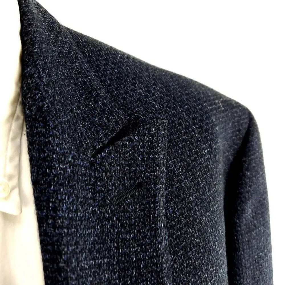 Joseph Abboud Comero Tweed Wool 2 Button Sport Coat 44R Blue Check Peak Lapel‎